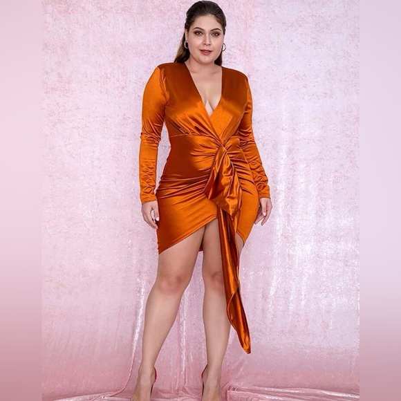 Satin Mini Dress🧡 - Picture 2 of 2